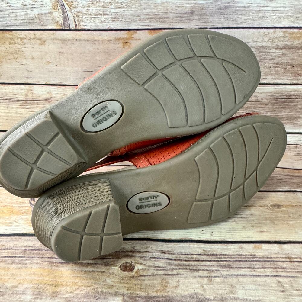 Earth Origins Womens Orange Open Toe Slingback Low Heel Leather Sandals 9.5 - Picture 9 of 14